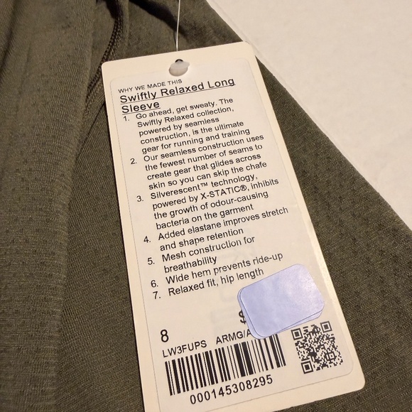 NWT Lululemon Swiftly Relaxed Long-Sleeve Shirt *Hip Length Army Green Size 8 - Picture 3 of 6